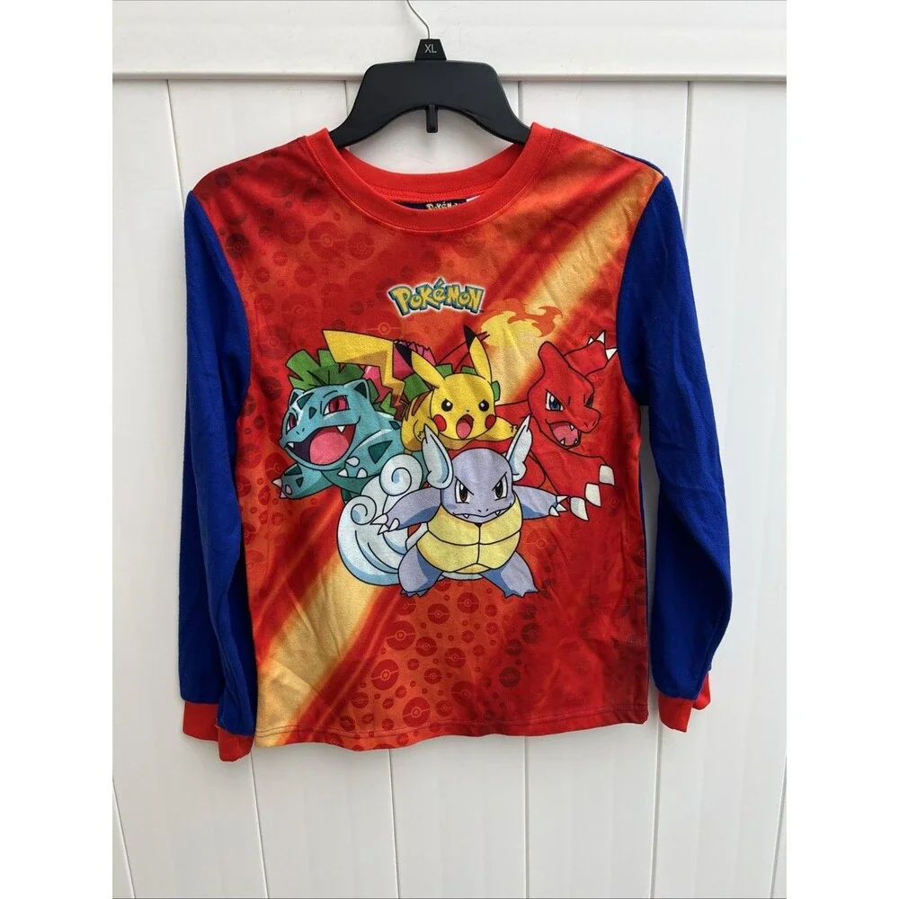 POKEMON Pajama Top Boys 14 Shirt Charmander Bulbasaur Pikachu